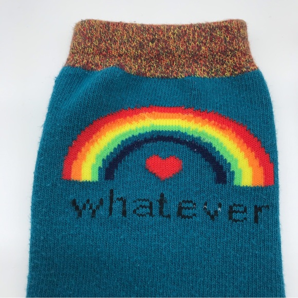 Blue Rainbow 'Whatever' Cute Pride Crew Socks Unisex One Size Comfy Novelty Sock - Picture 3 of 8